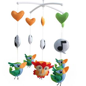 Green Dancing Woodpecker Handmade Baby Crib Mobile Boys Girls Musical Mobile Infant Nursery Hanging Toy