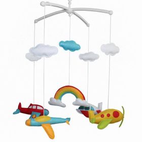 Colorful Airplane Baby Musical Crib Mobile Handmade Infant Gift Boys Girls Nursery Room Decor