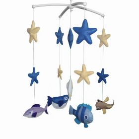 Blue Baby Crib Mobile for Boys Girls Baby Shower Gift Set Hanging Decoration Toy Newborn; Ocean Fish