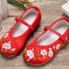 Red - Chinese Traditional Embroidery Shoes Flower Shoes Girls Ballet Flats