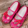 Hot Pink - Chinese Traditional Embroidery Shoes Flower Ballet Flats Girls Loafer