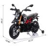 12V Aprilia Licensed Kids Ride On Motorcycle, 4-wheel Electric Dirt Bike with Spring Suspension, LED Lights, USB, MP3, Black