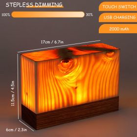 Wood Touch Ambient LED Table Lamp Rechargeable Portable Night Light Modern Cordless Table Lamps for Living Room Bedroom Bedside (Emitting Color: B)