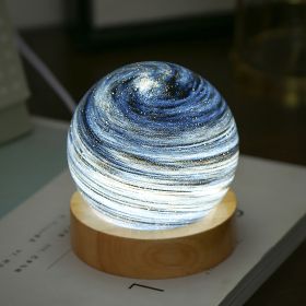 USB Fantasy Rainbow Planet Light Astronomical Ornaments Desktop Decorative Lights Art Crafts Wooden Case Gifts for Wedding Party (Emitting Color: Starry Sky)