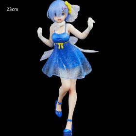 Brand New Anime Rem: A Life In Another World From Scratch Rem Wedding Dress Crystal Girl Doll PVC Movable Doll Collectible Toy (Color: lan se leimu)