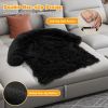 Black Plush Calming Dog Couch Bed with Anti-Slip Bottom