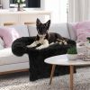 Black Plush Calming Dog Couch Bed with Anti-Slip Bottom