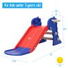 3 in 1 Freestanding Toddler Slide;  Indoor Outdoor Playground with Basketball Hoop and Ball for Kids Under 3 Years