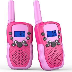 2pcs/pack Kids Walkie Talkie 22 Channel Bidirectional Wireless Radio Toy With Backlight LCD Flashlight For Outdoor; Camping; 3km Range Hiking (Color: pink)